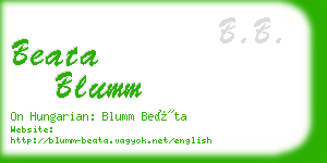 beata blumm business card